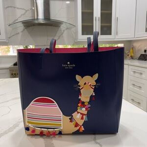 Kate Spade Navy Tote with Colorful Camel Design